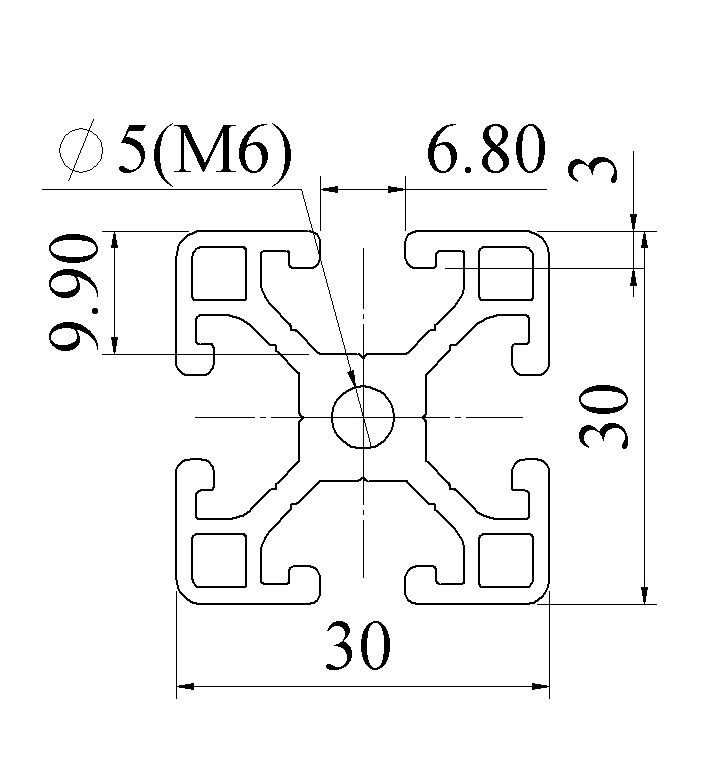 bản vẽ nhôm định hình 30x30 ATV6-3030-01